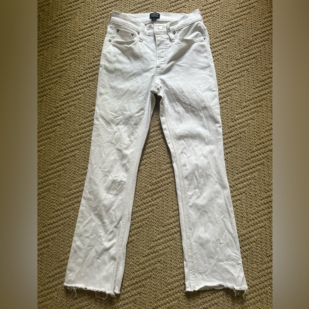 J Crew factory white mid rise flare crop jeans